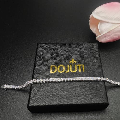 DOJUTI 18K Gold Plated 3mm Round CZ Tennis Bracelet 6-9 inches