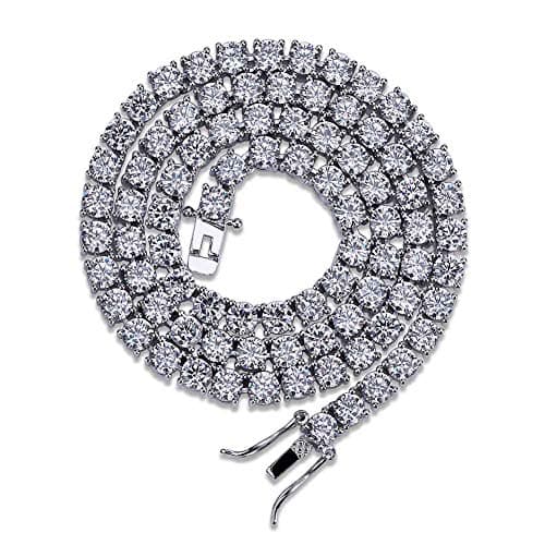 JINAO Iced Out 18K Gold Plated Lab Diamond Tennis Chain Necklace for All