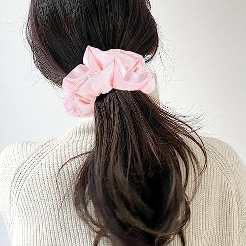 3 Pack Silk Satin Scrunchies - Blackish Green, Pink Champagne | Luxurious Hair Accessories