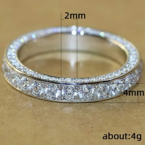 925 Sterling Silver Cubic Zirconia Full Eternity Stackable Ring Size 6-10