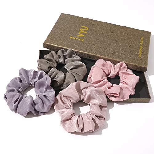 Silk Scrunchies Hair Ties for Girls & Women, Soft No-Crease Ponytail Holders