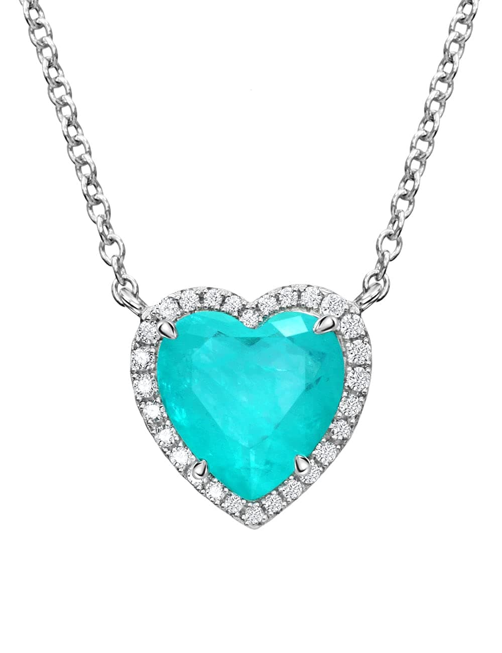 Michooyel Sterling Silver Paraiba Heart Pendant, 5ct Tourmaline, 16-18" Chain