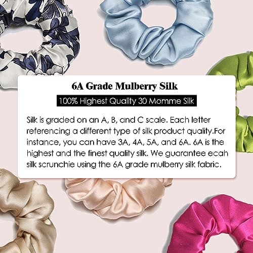 Silk Scrunchies for Women - 8MM Pure Mulberry Silk, 30 Momme