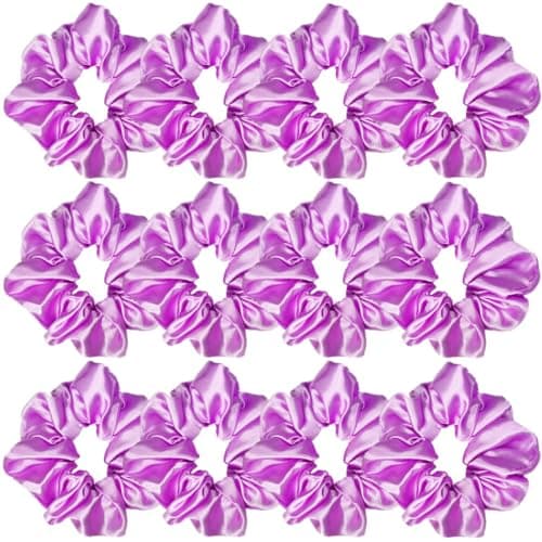 12 Pcs Satin Silk Hair Scrunchies for Women and Girls