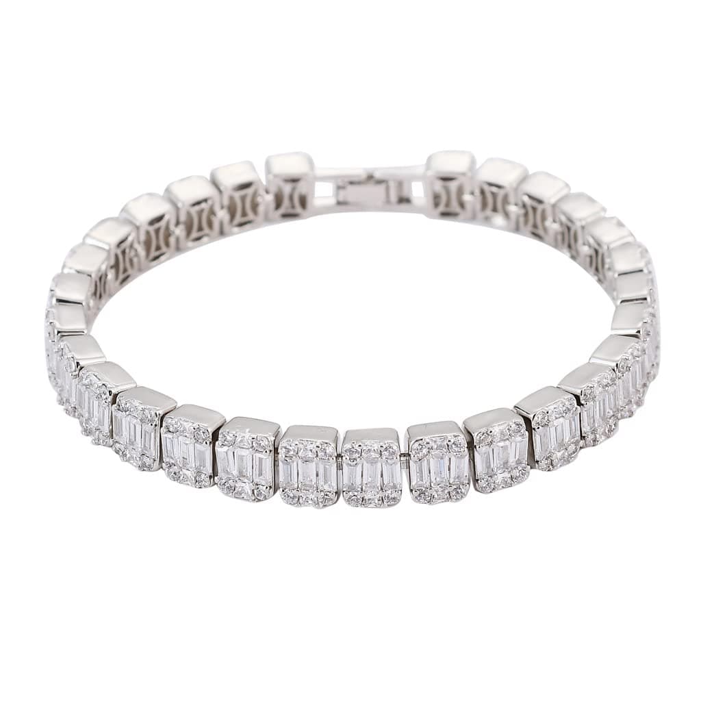 RONALREL Moissanite Baguette Mens Tennis Bracelet