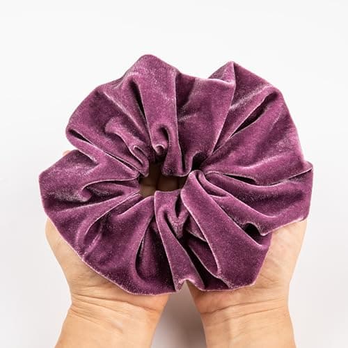 Jumbo Velvet Scrunchies for Women - Thick & Thin Hair, No Damage, Holds Tide (1 Pack, Yellow)