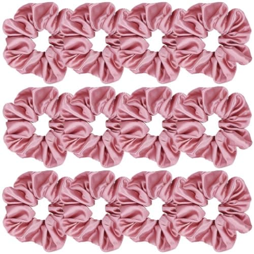 12 Pcs Satin Silk Hair Scrunchies for Women and Girls