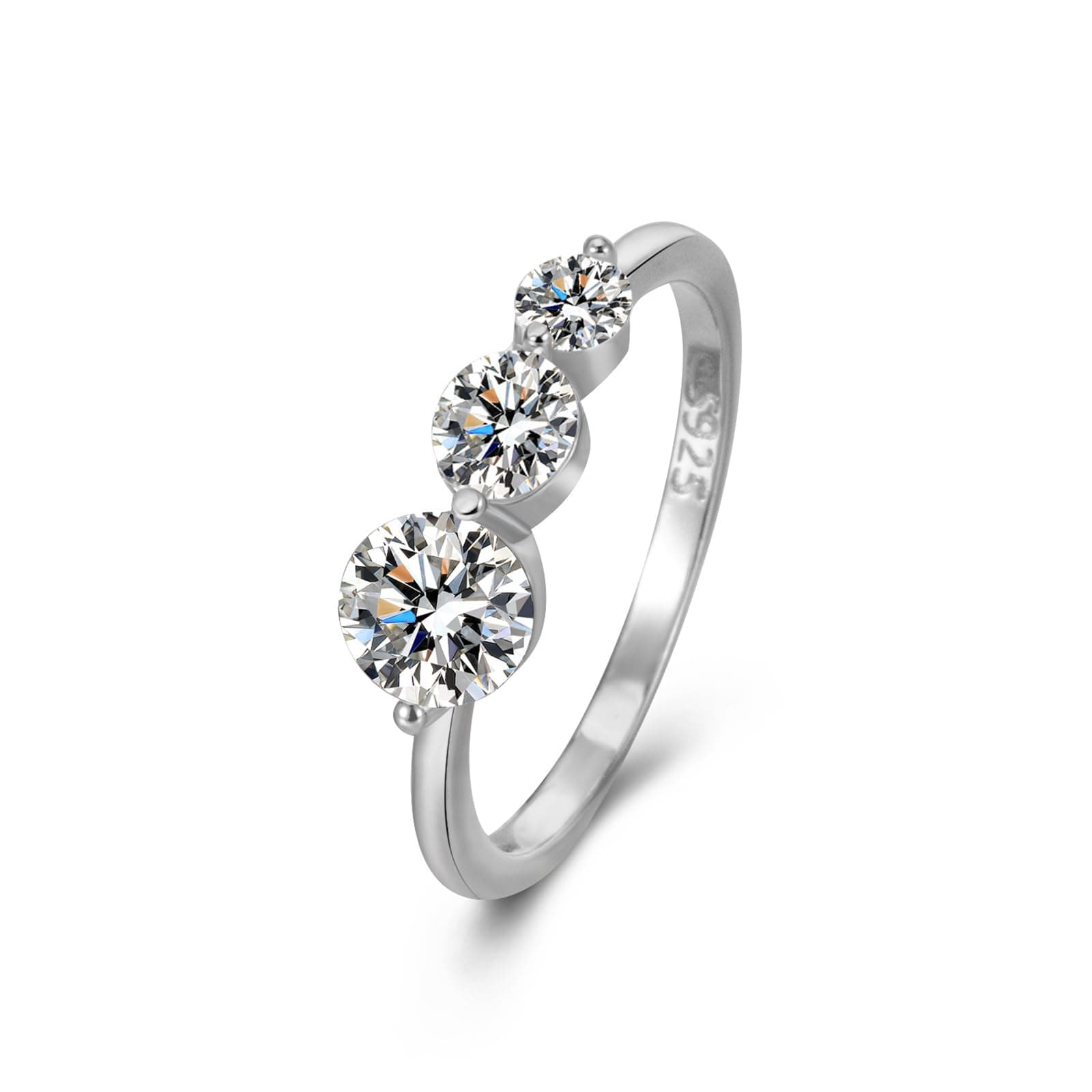 Onlyfine 925 Sterling Silver Minimalist Diamond Ring | Dainty Zircon Inlay | Hypoallergenic Everyday Gift for Women
