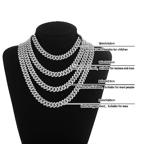 Yunhazit Cuban Link Diamond Bling Silver/Gold Necklace for Women