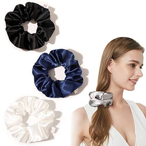Silk Scrunchies Hair Ties for Girls & Women, Soft No-Crease Ponytail Holders