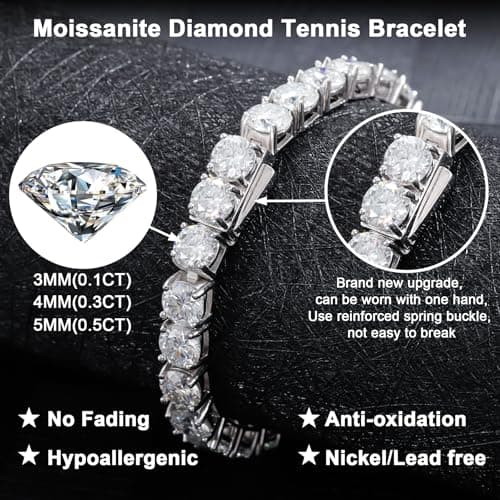 Gem's Moissanite Tennis Bracelet – Lab-Created D Color/VVS1 18k White Gold Plated