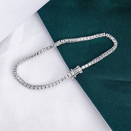 TIKJE White Gold Tone 925 Sterling Silver Cubic Zirconia Bracelet | Women's 7 Inch