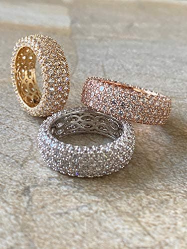 Barzel Women's 18k White/Rose Gold Plated Wide Eternity Ring
