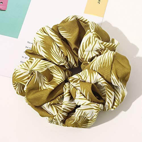 Silk Satin Oversized Scrunchie for Women - Extra Large Yellow Hair Tie for Thick Hair, Gift for Girls