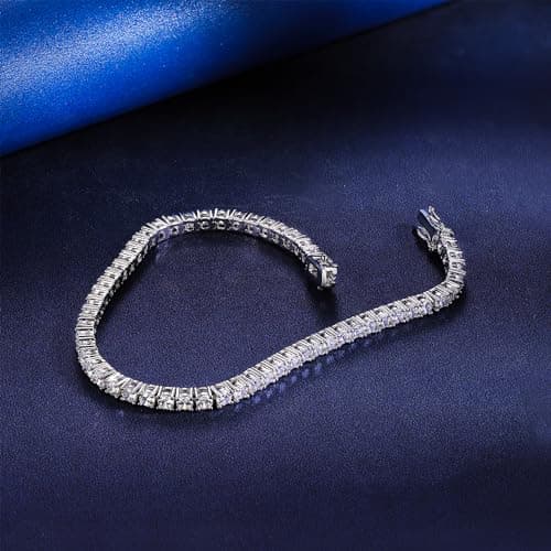 Gemsme 18K White Gold Plated 3.5mm Cubic Zirconia Tennis Bracelet for Women