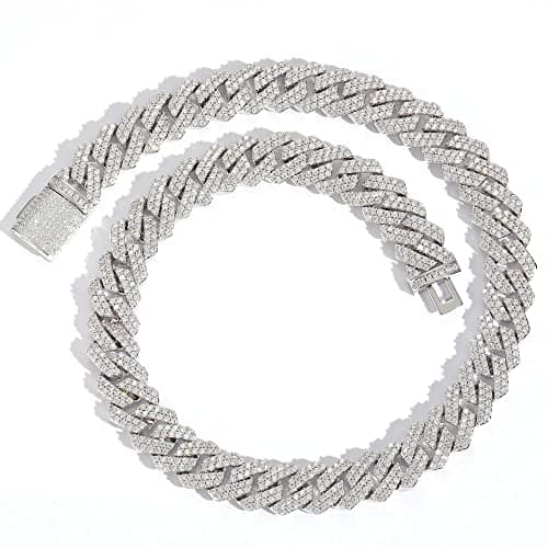 OLVLUS Iced Out 14mm Diamond Cubic Zirconia Cuban Link Choker for Men & Women