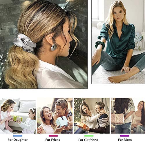 Silk Scrunchies Hair Ties for Girls & Women, Soft No-Crease Ponytail Holders