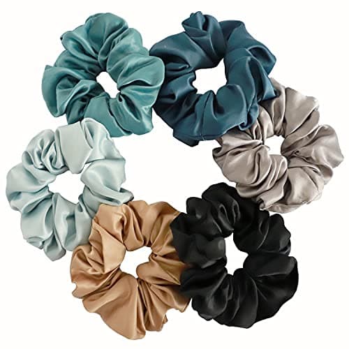6-Piece Soft Satin Silk Scrunchies for Big Hair