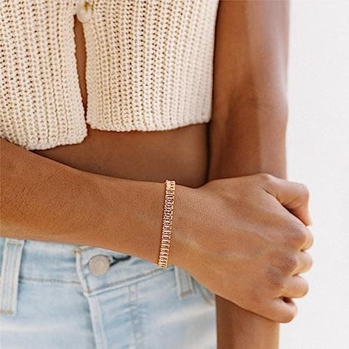 MEVECCO 14K Gold Plated Dainty Chain Bracelet for Women