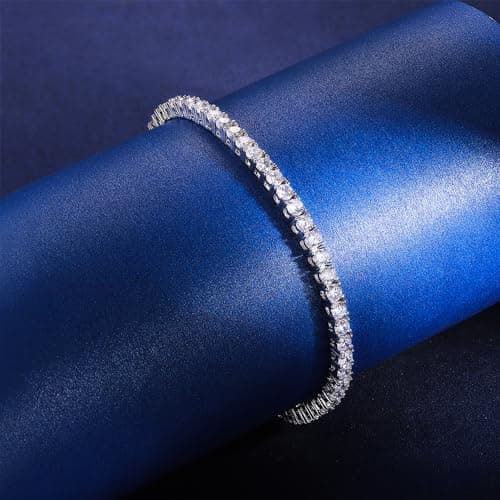Gemsme 18K White Gold Plated 3.5mm Cubic Zirconia Tennis Bracelet for Women
