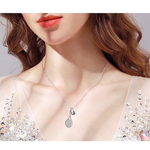 DAOCHONG S925 Sterling Silver Tennis Racket Pendant Necklace Gift