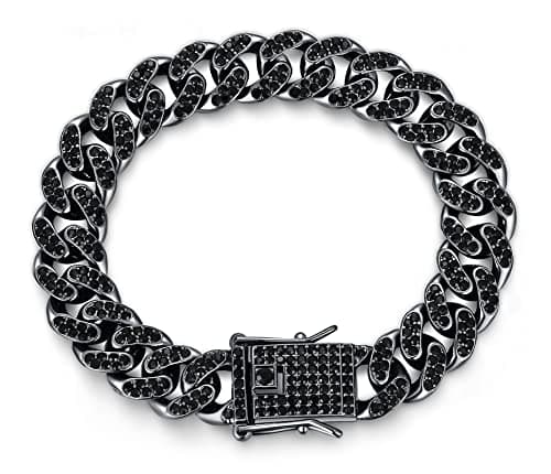 Halukakah Gold Chain for Men - The Royal - Iced Out 14/20MM 18k Real Gold/Platinum White Gold/Rose Gold/Rhodium Black Plated Diamond Cuban Link Chain Necklace Bracelet - Lab Diamonds Prong Set - Great Gift Idea