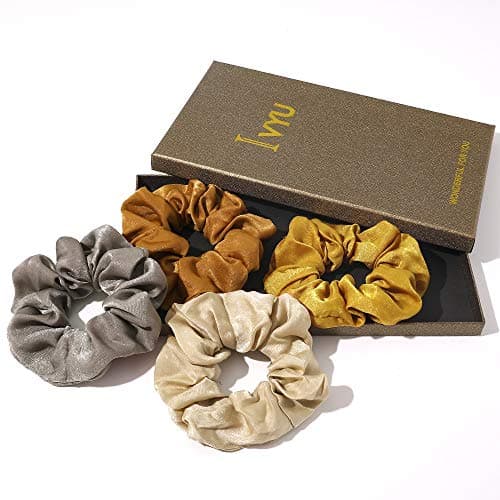 Silk Scrunchies Hair Ties for Girls & Women, Soft No-Crease Ponytail Holders