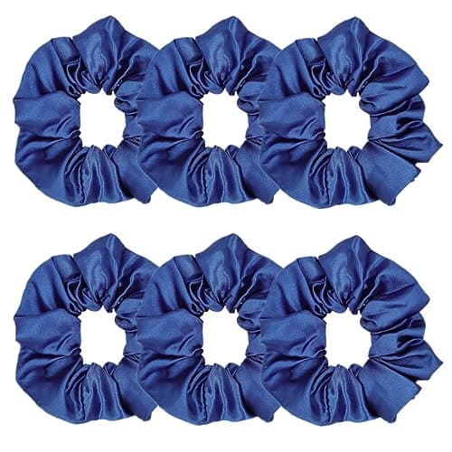 Sufermoe 6pcs Satin Silk Hair Scrunchies, Soft Black Hair Ties for Women and Girls