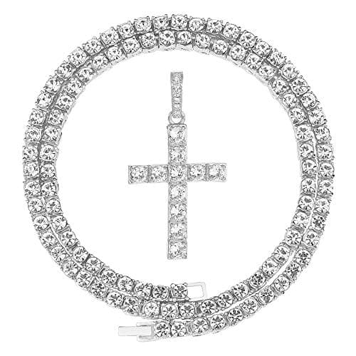 HH Bling Empire Diamond Cross Pendant Necklace 24 Inch