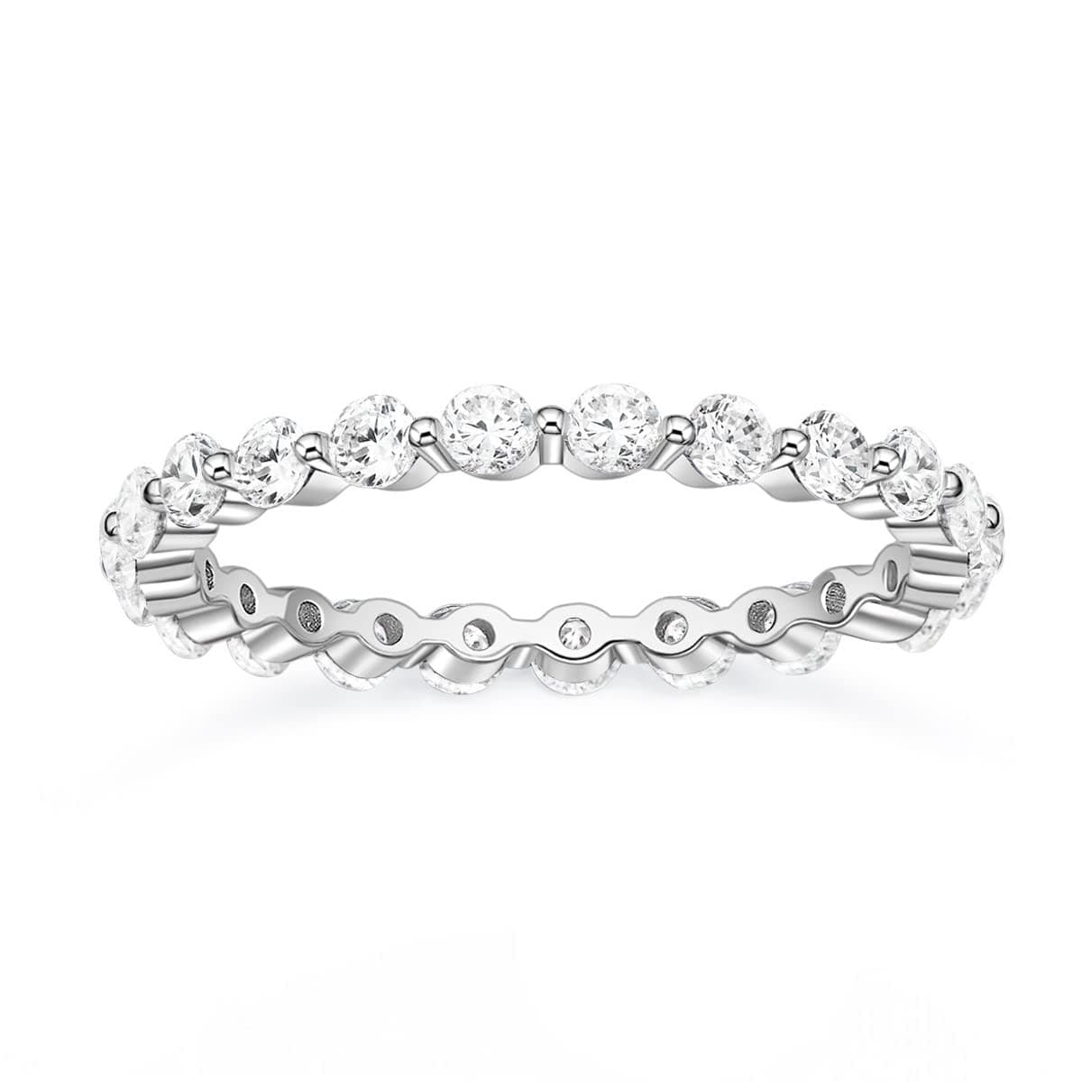 Sure, here's a refined and simplified version of the original title, focusing on the product keywords:

2mm Sterling Silver CZ Full Eternity Wedding Band Ring Sizes 3-13