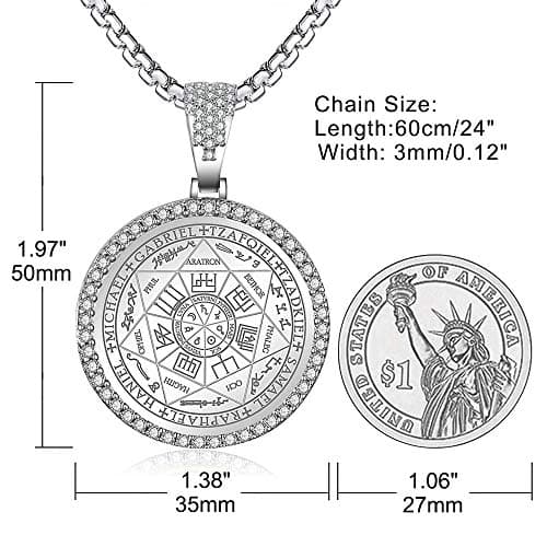 FLYUN Seven Archangels Protection Pendant Necklace, Stainless Steel, 24 inches
