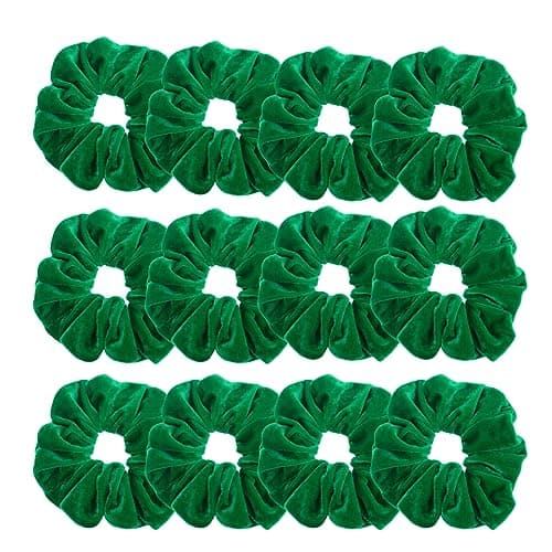 Large Yellow Velvet Scrunchies for Thick Hair (12pcs)