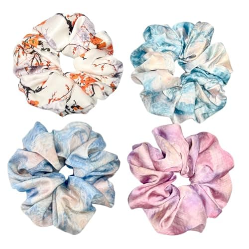 XL Satin Scrunchies for Thick Hair - Oversized Silk Hair Ties for Women Girls