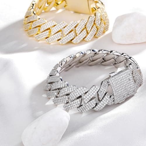 TopGrillz 14K Gold Plated Diamond Cuban Bracelet for Men & Women