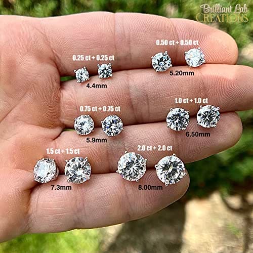 Brilliant Lab Creations 1-4CT Moissanite Stud Earrings, 14k Gold for Women