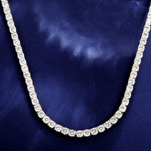 Gemsme 18K Yellow Gold Plated 6mm Round CZ Tennis Necklace