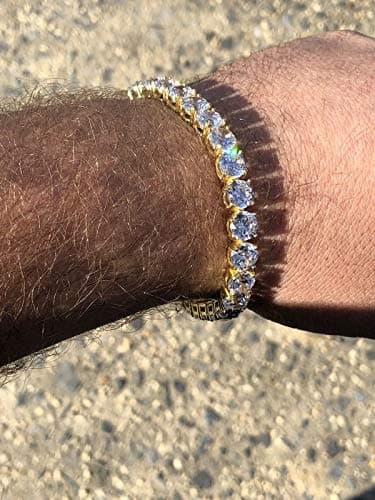 Refined Title: Solid 925 Sterling Silver Unisex Tennis Bracelet with 14k Yellow & Rose Gold Finish