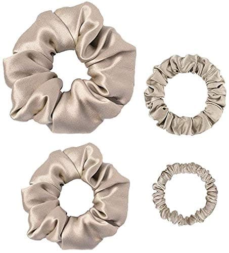 LilySilk 6A Grade Mulberry Silk Scrunchies Set - Black