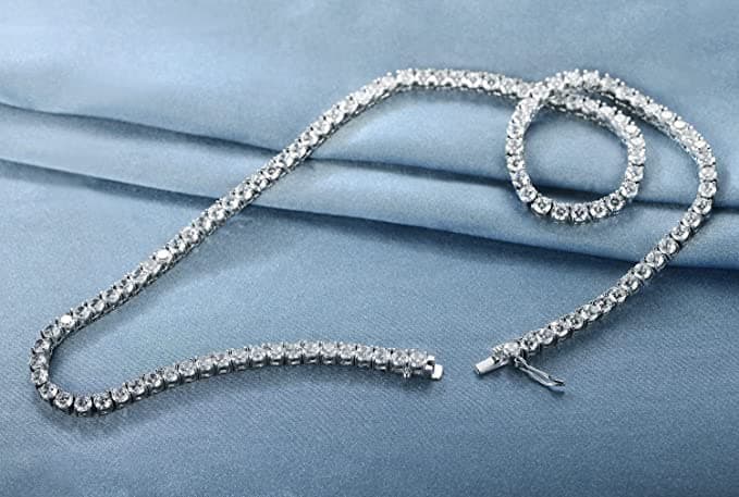 Gemsme 18K White Gold Plated Jewelry Set - Necklace, Bracelet, Earrings Pack of 3