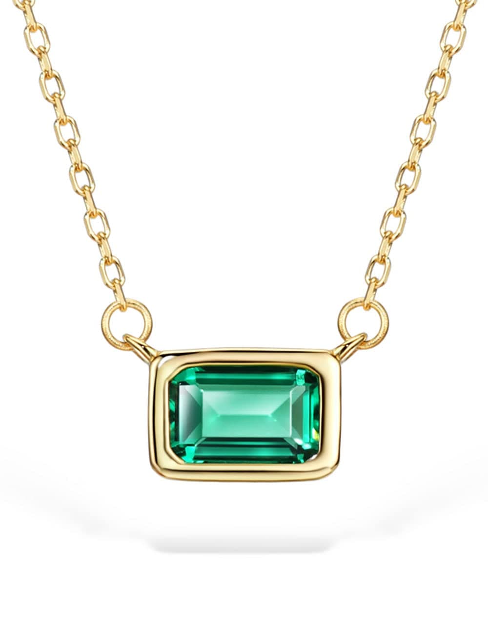 Michooyel S925 1.2ct Lab-created Emerald Necklace for Women