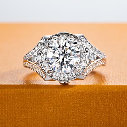 AimiIee Moissanite Engagement Ring 1.2-2.8CTTW VVS1 925 Sterling SilverVintage Halo Ring