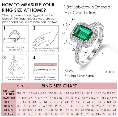 Michooyel S925 1.8ct Lab-created Emerald Ring For Women
