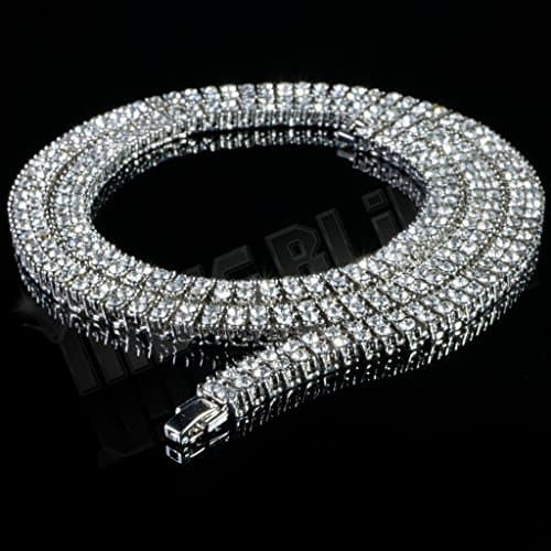 NIV'S Bling 14K Gold Plated Iced Lab Diamond 2 Row Tennis Necklace