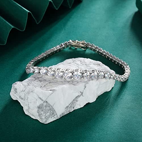 MDFUN 18K Gold Plated Graduated CZ Tennis Bracelet, Size 6-9 inches