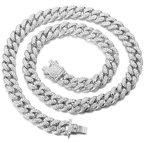 Halukakah Gold Chain for Men - The Royal - Iced Out 14/20MM 18k Real Gold/Platinum White Gold/Rose Gold/Rhodium Black Plated Diamond Cuban Link Chain Necklace Bracelet - Lab Diamonds Prong Set - Great Gift Idea