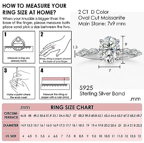 Michooyel VVS1 D Color Oval Moissanite Engagement Ring in Silver