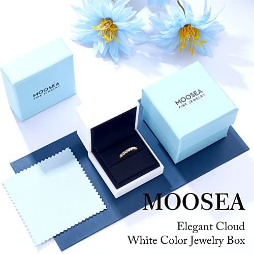 MOOSEA 7 Stone Moissanite Ring for Women, 18K Gold Filled Jewelry