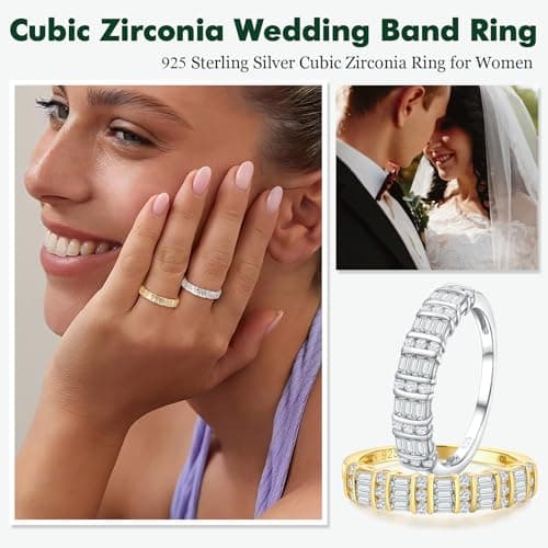 RANDES 925 Sterling Silver Moissanite Half Eternity Bands for All Sizes Sapphire/Emerald/Ruby/Diamond Cz Sizes 6-10