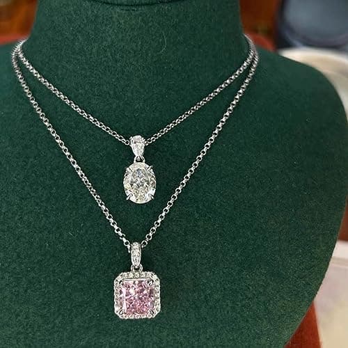 Michooyel 2.0ct Oval Cut Pendant Women's Necklace Simulated Diamond Necklace for Women Sterling Silver Necklace 16-18