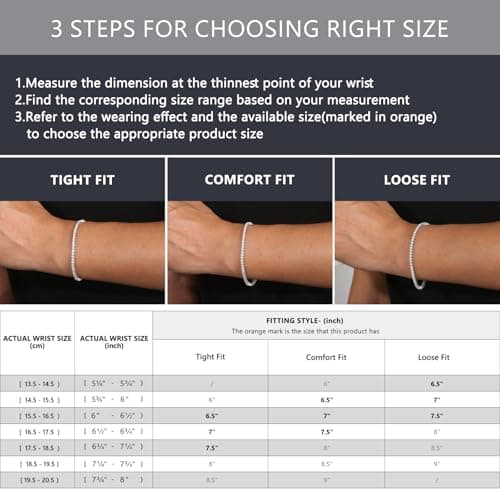 KRKC&CO Lab-Grown Moissanite Tennis Bracelet, 925 Sterling Silver 14K Gold Plated